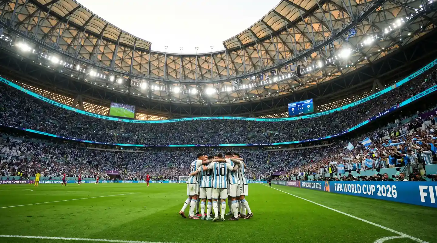 Argentinische Fussball-Nationalmannschaft im Trikot auf dem Spielfeld bei der WM 2026