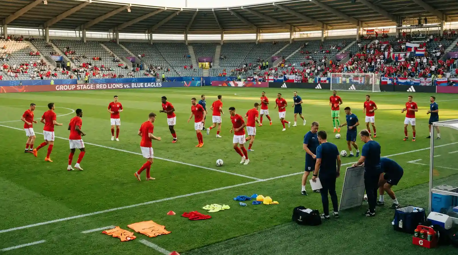 Schweizer Nationalmannschaft im roten Trikot beim Aufwärmen vor einem WM-Qualifikationsspiel